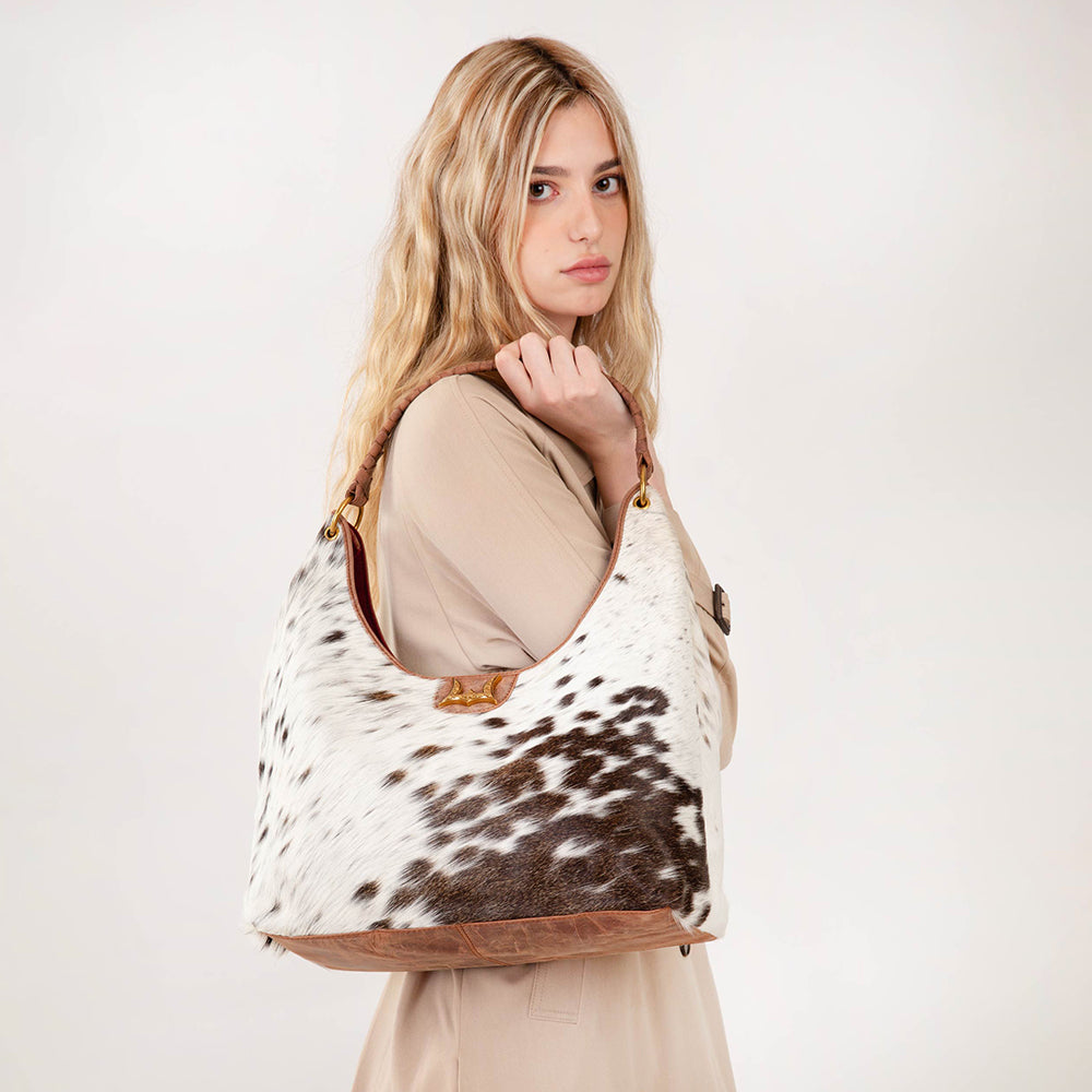 Loyal West LW Large Purse for Women with hairon leather and smooth calfskin with comfortable strap
