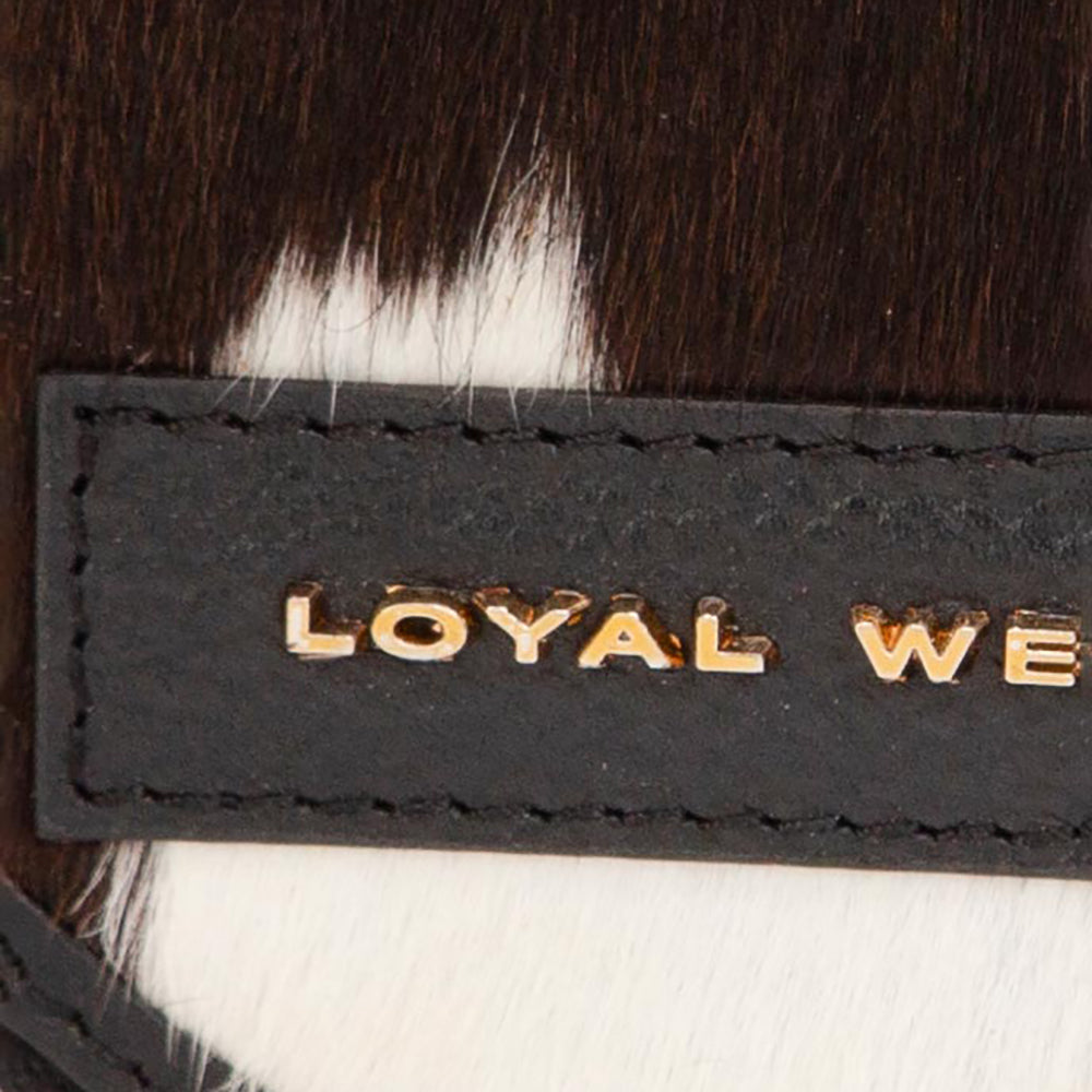 Loyal West Cupid Coin Pouch with black and white cowhide for everyday use