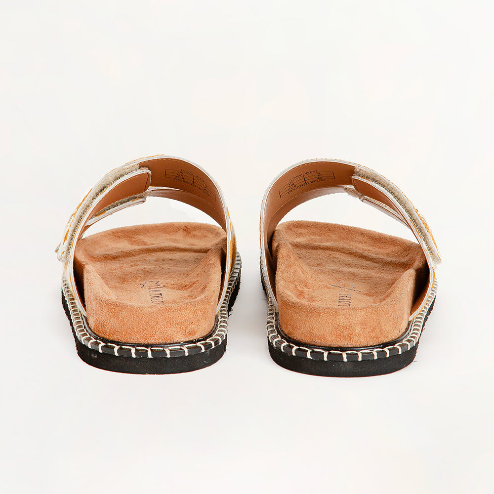 Loyal West Deen Canyon Sandals - Brown And White Cowhide