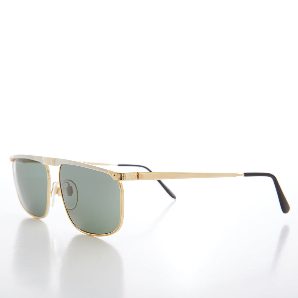 Gold and Silver Flat Top Rectangle Sunglasses - Medford