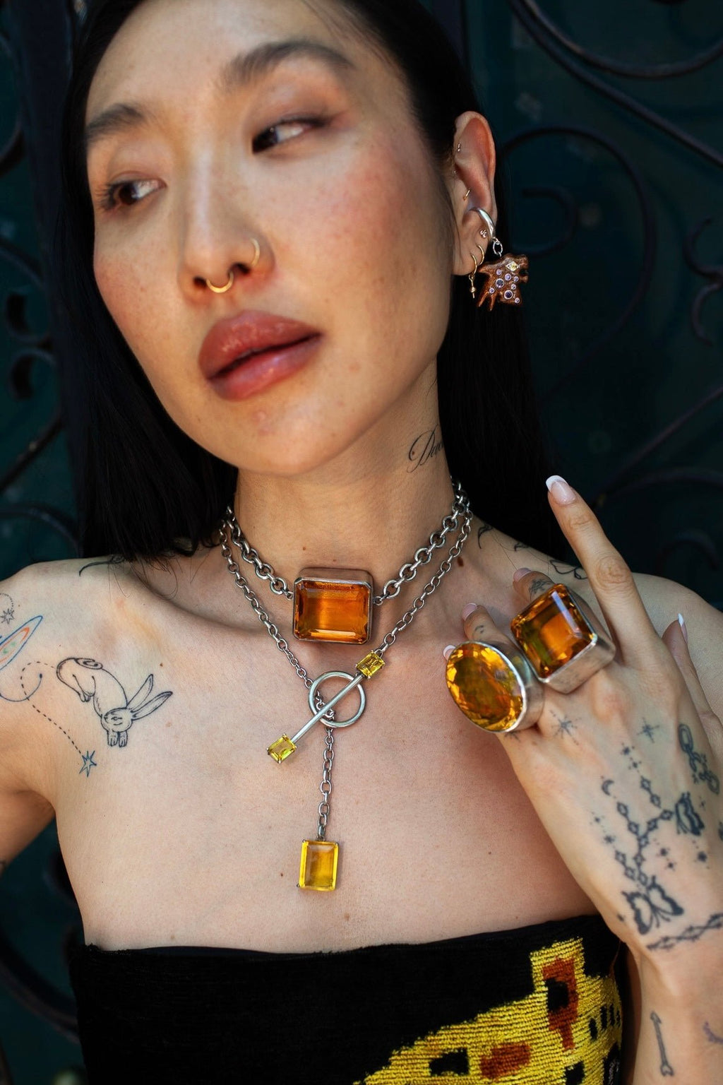 Gem Drop Toggle Necklace in Golden (Silver) SHIPS IN FEBRUARY