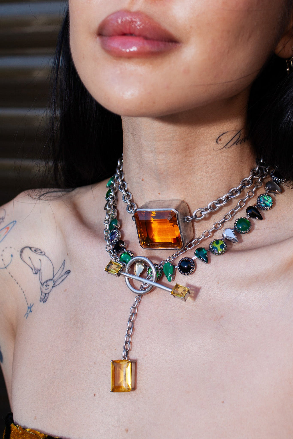 Gem Drop Toggle Necklace in Golden (Silver) SHIPS IN FEBRUARY