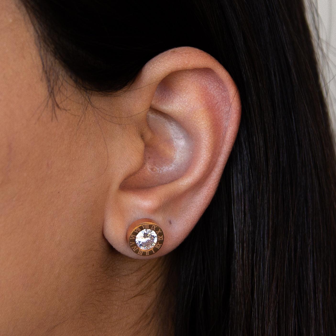 Rosy Luminary Round Earrings – Elegant Rose Gold Jewelry for Women