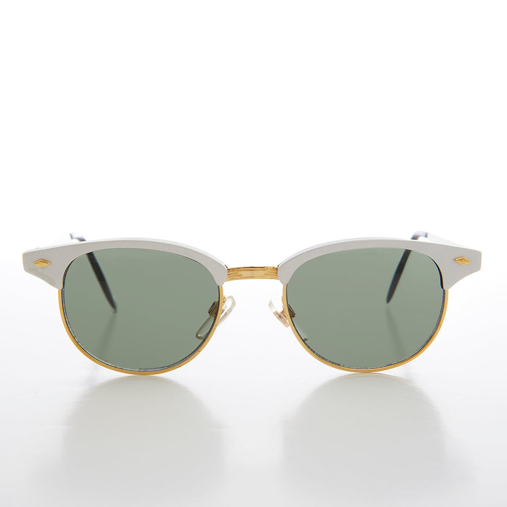 Sleek Silver Half Frame Vintage Sunglass - Minsky