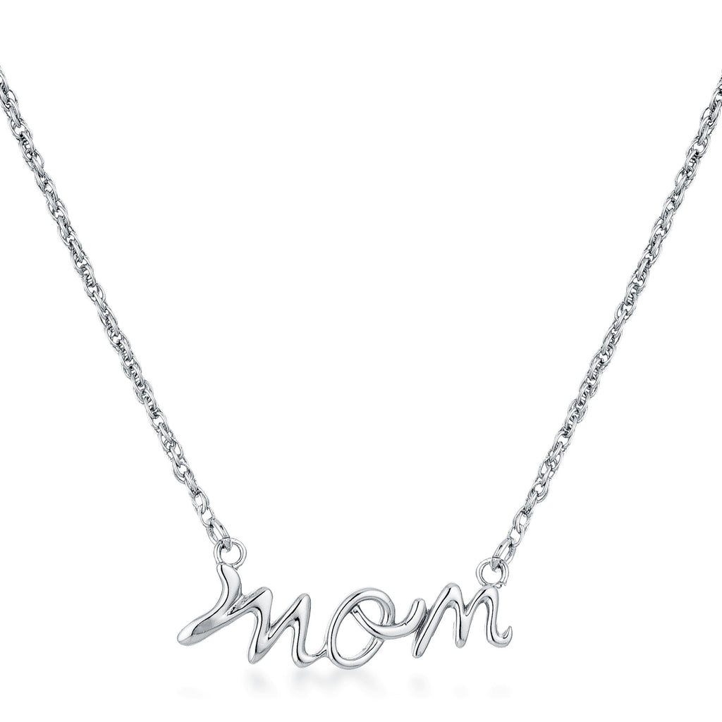 Avera Mom Script Necklace In Pink Finish
