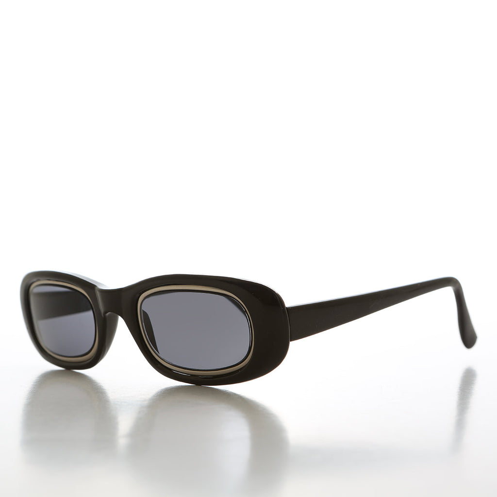 Metal Inlay Rectangular Vintage Sunglasses - Neville