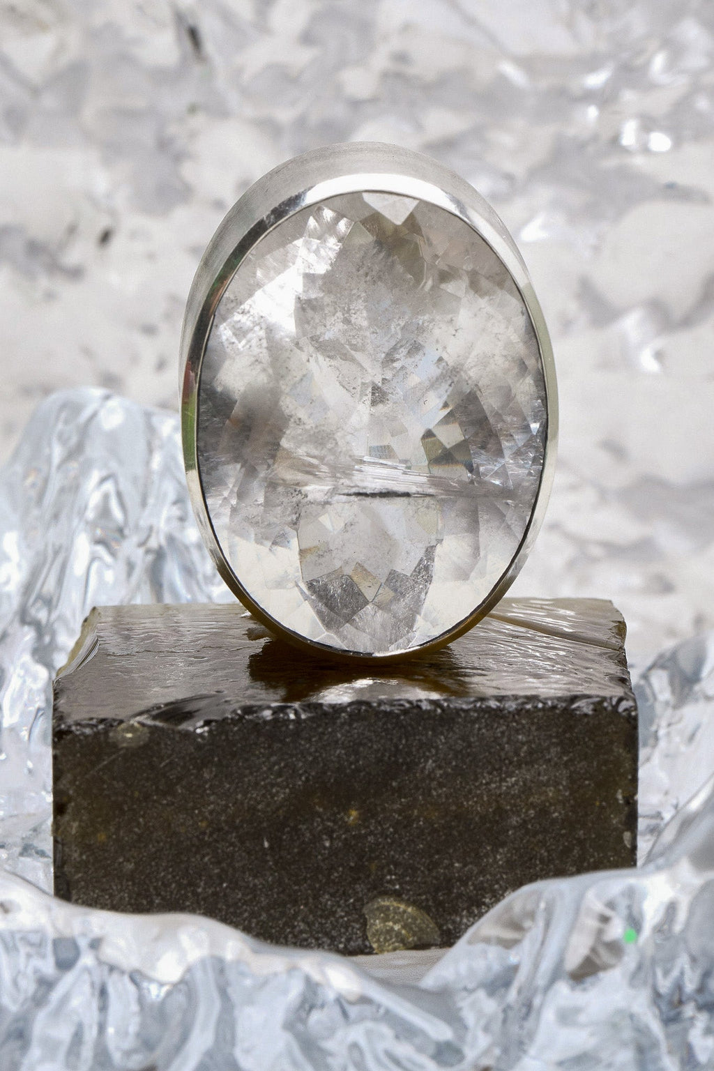 Oval Colossus Ring in Striated Crystal (Silver) SHIPS IN FEBRUARY