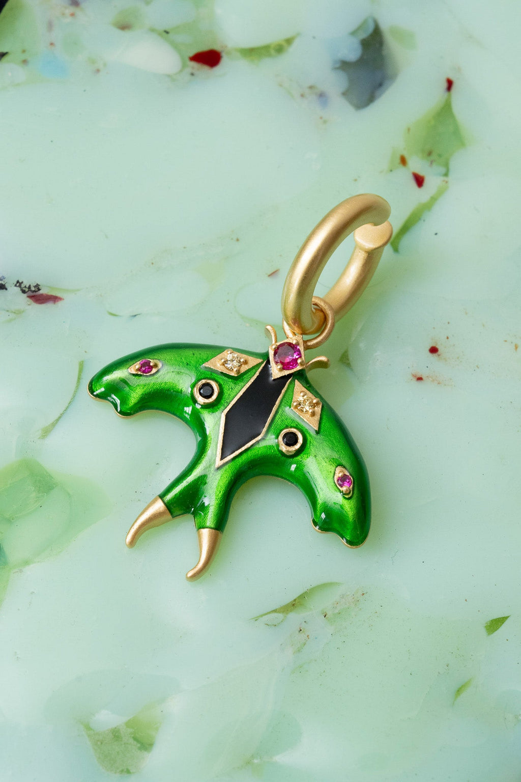 Luna Moth Enamel Ear Cuff (Gold)