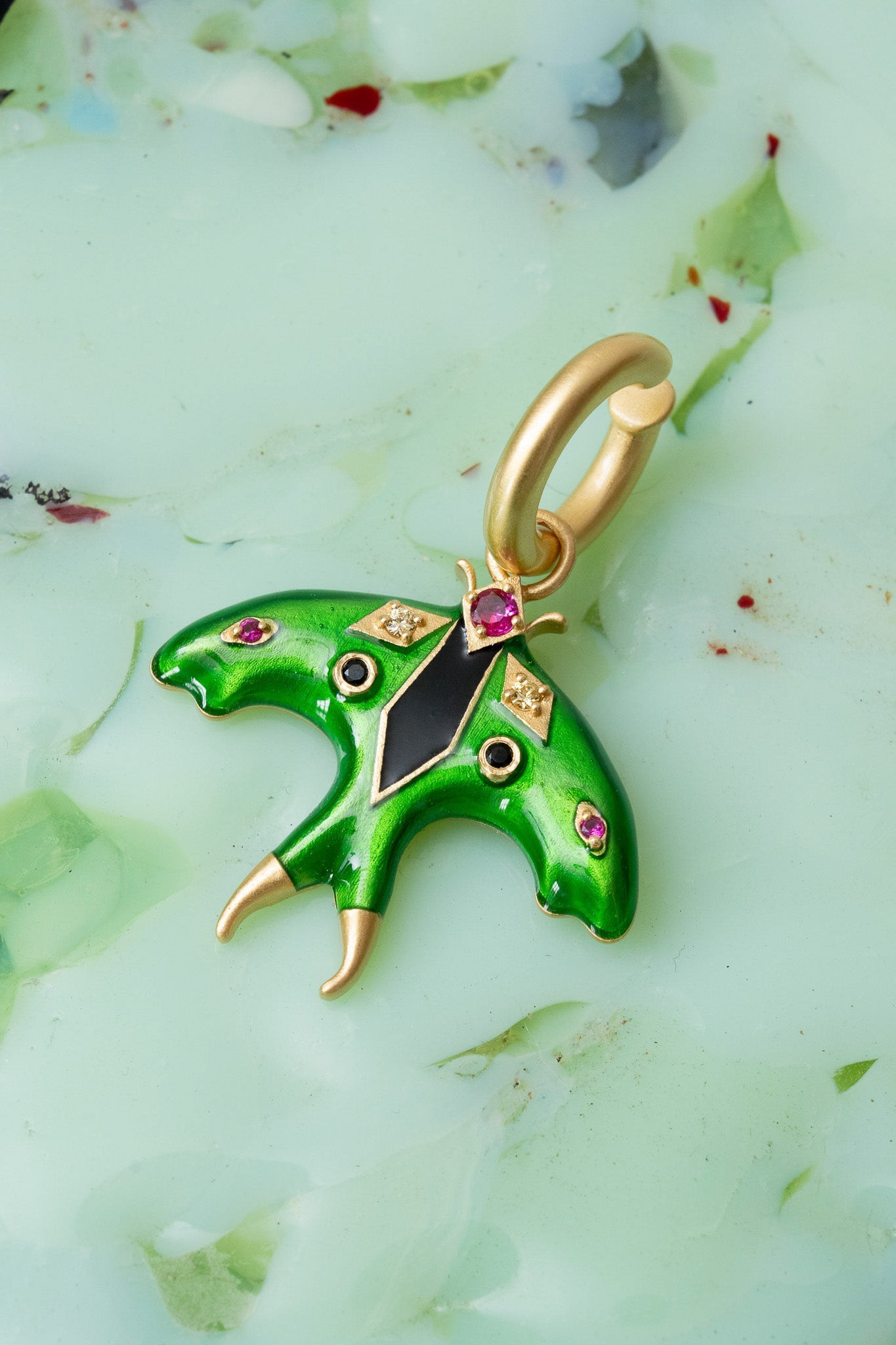 Luna Moth Enamel Ear Cuff (Gold)