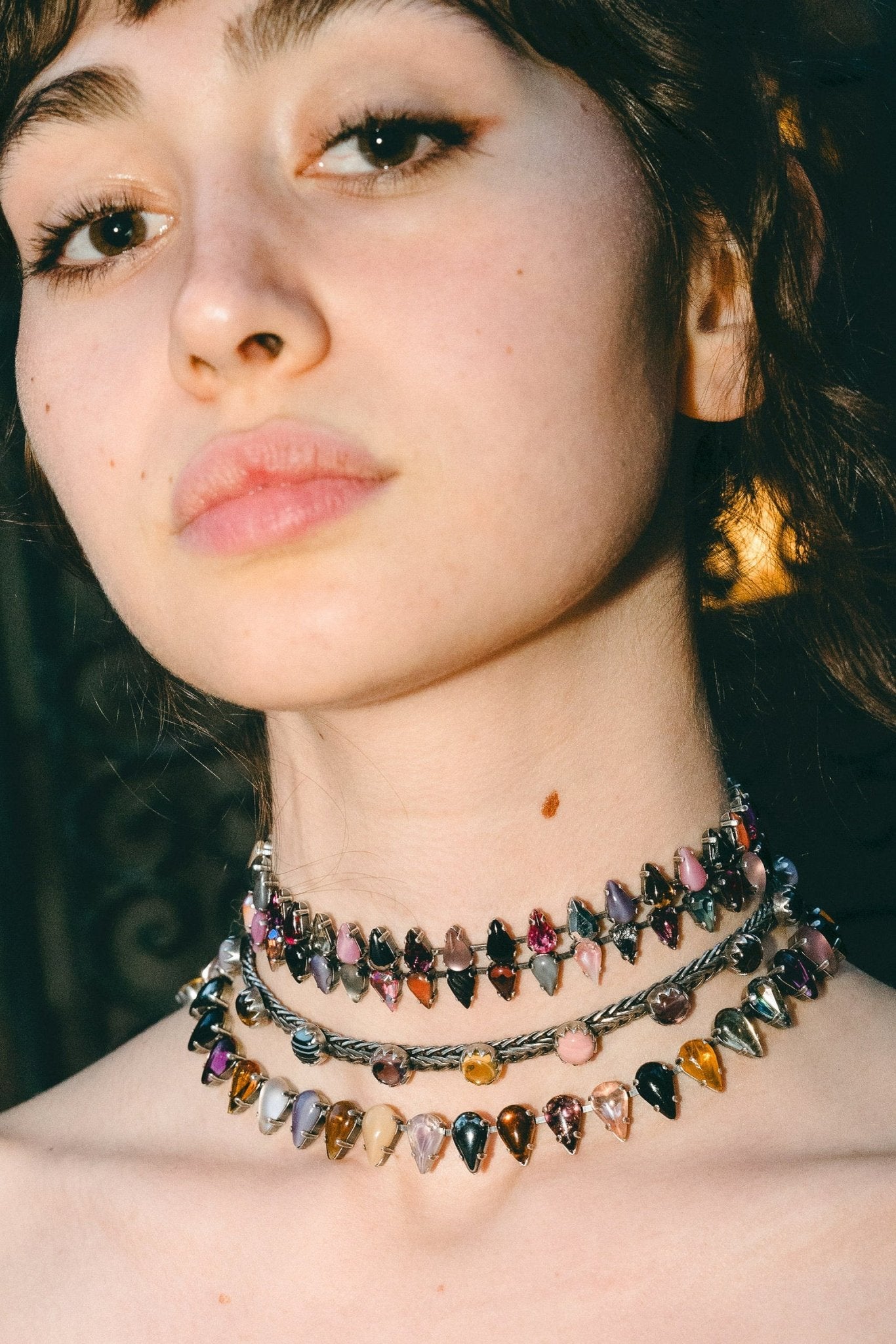 Layering Choker in Double Mini Punk Rocks (Silver)