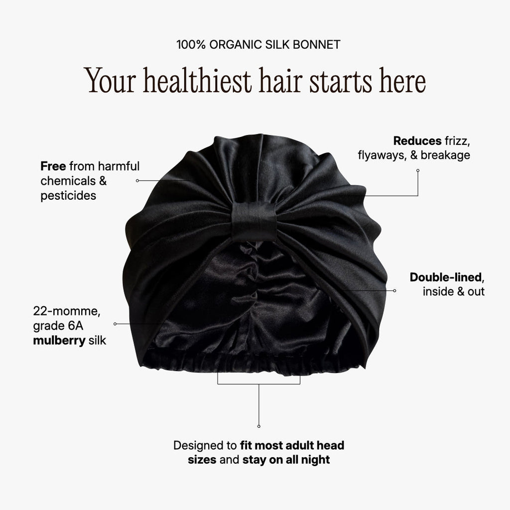 Organic Silk Hair Bonnet Onyx Black