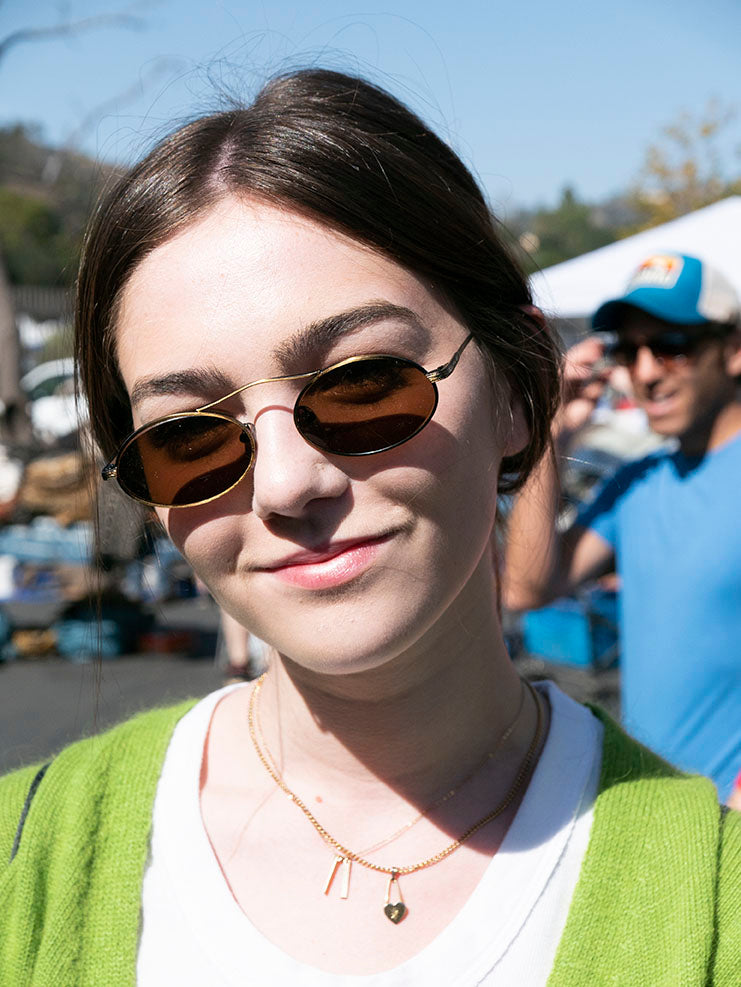 90s Oval Metal Aviator Sunglass with Floating Cross Bar - Avery