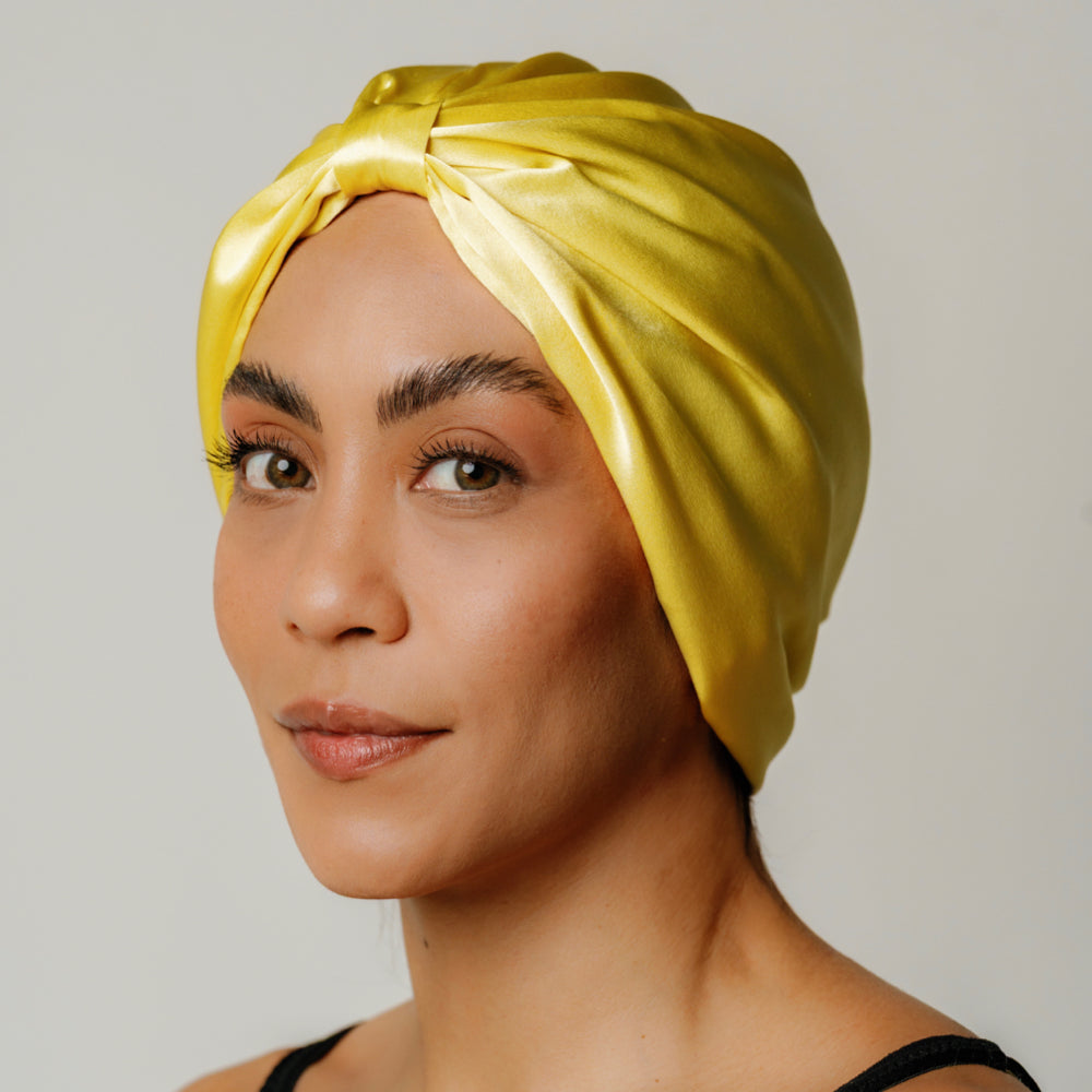 Organic Silk Hair Bonnet Sunshine Yellow