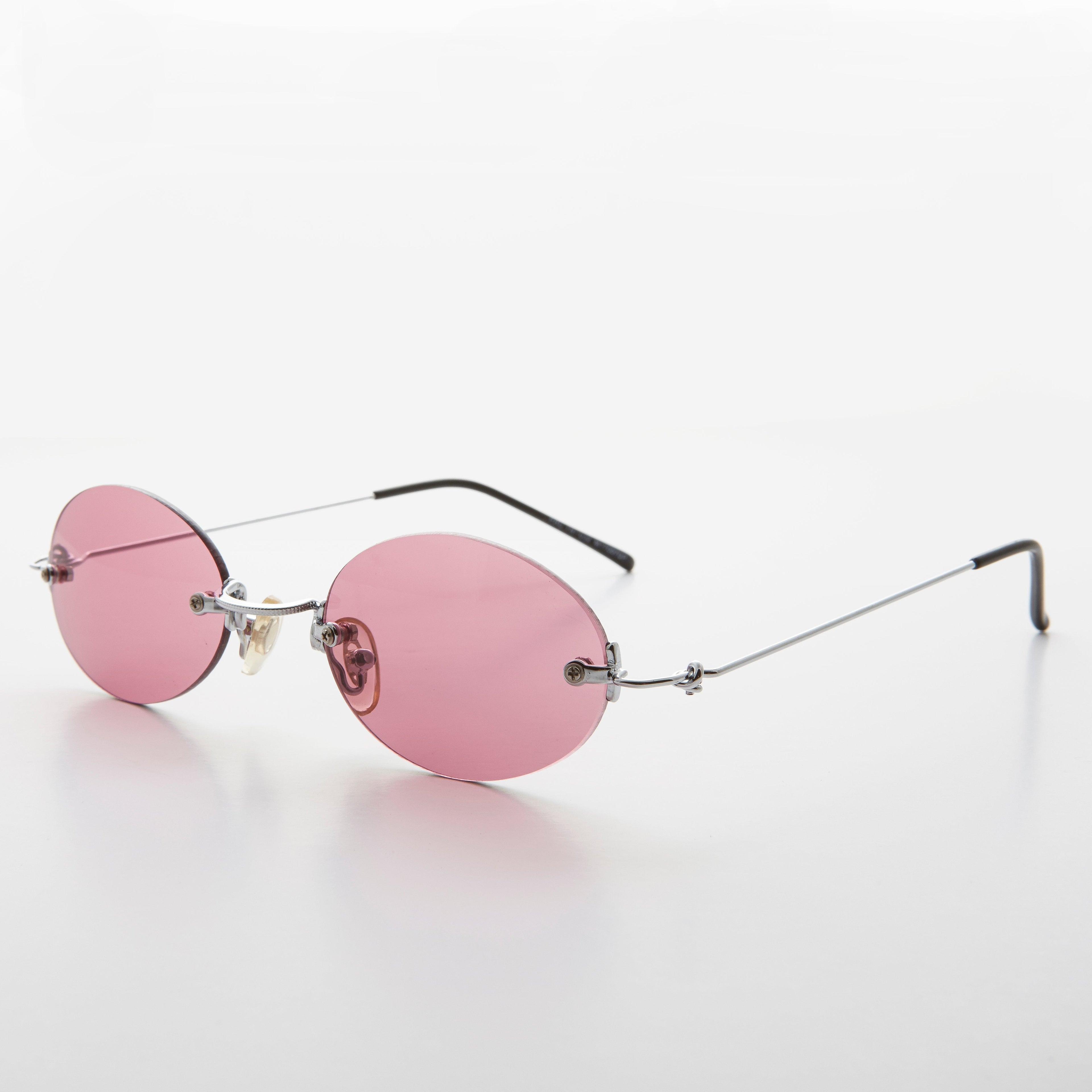 90s Vintage Rimless Oval Colored Lens Sunglass - Piper