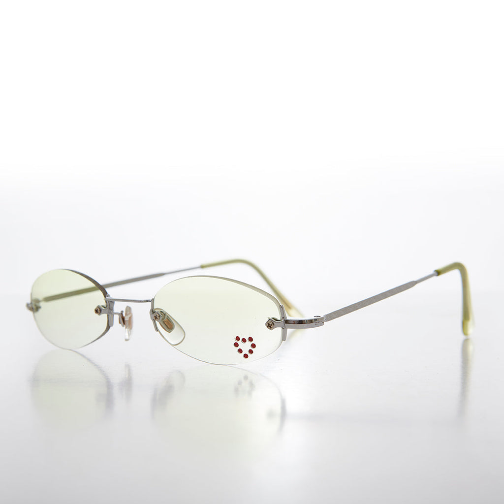 Micro Sunglass with Heart Rhinestone Accent - Primo