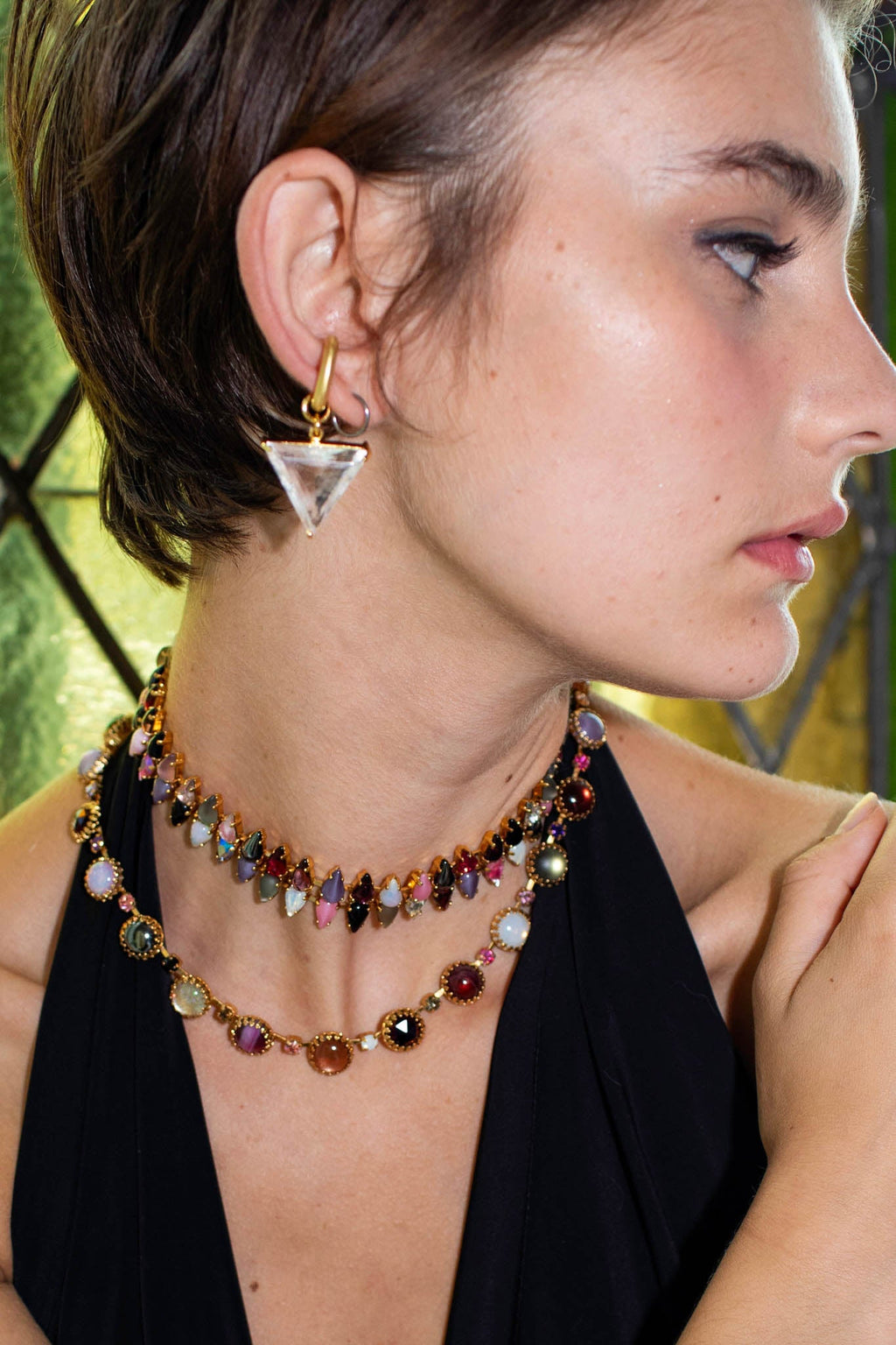Paint Pot Layering Choker in Punk Rocks (Gold)