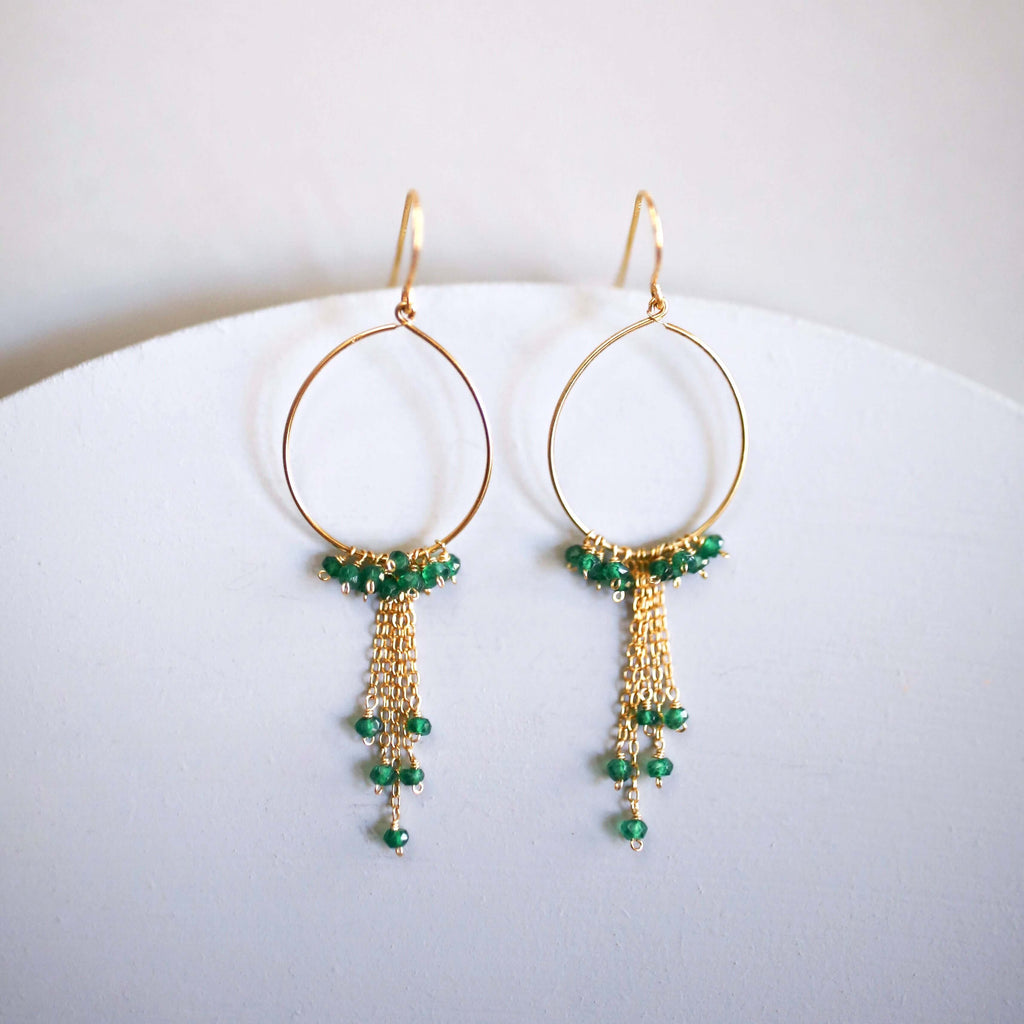 Garnet Mini Swing Hoop Earrings