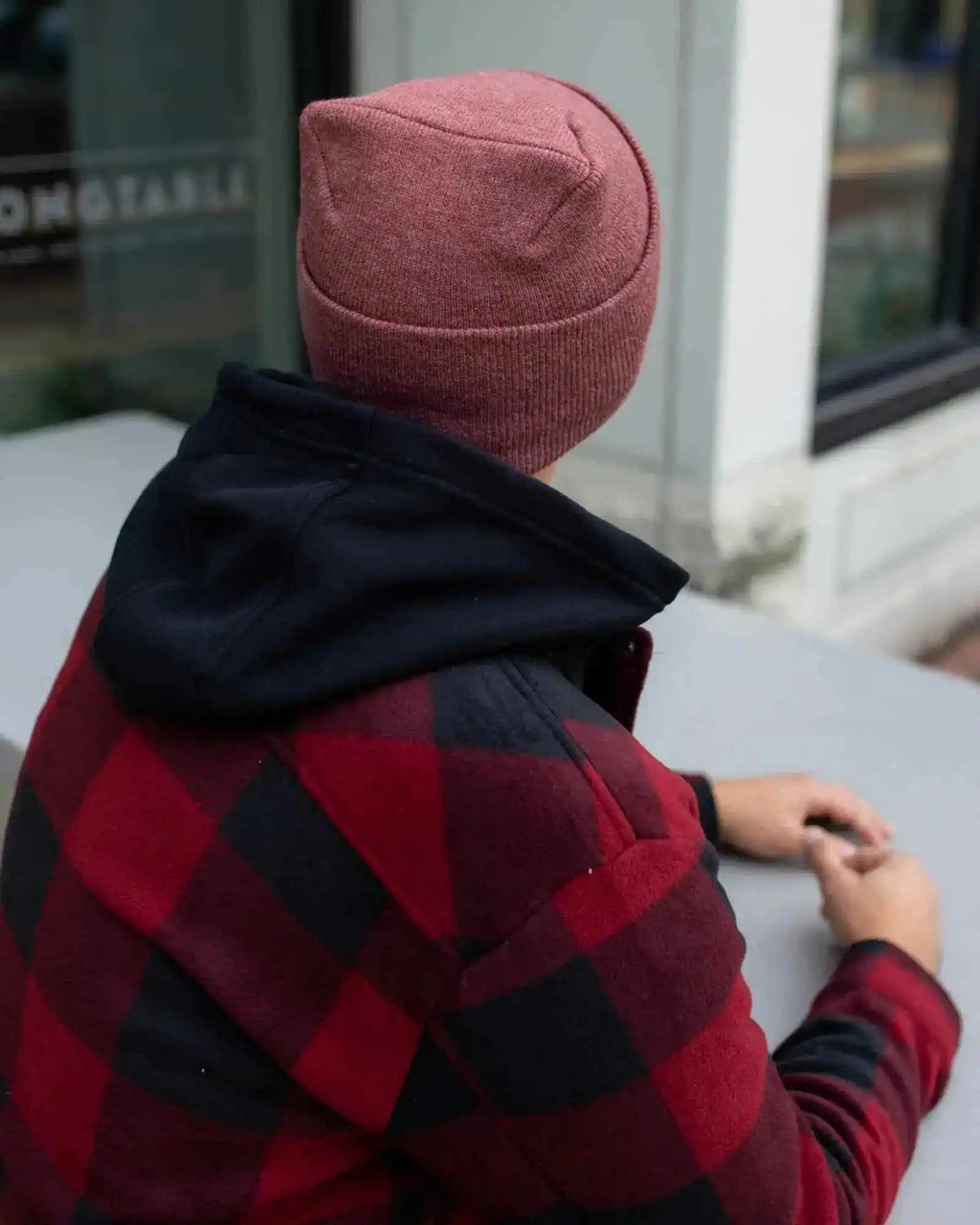 Patented H Stitch Cuffed Beanie, Rusty Burgundy