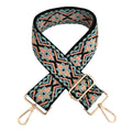Back, Teal, & Light Pink Medallion Bag Strap - Gold Hardware