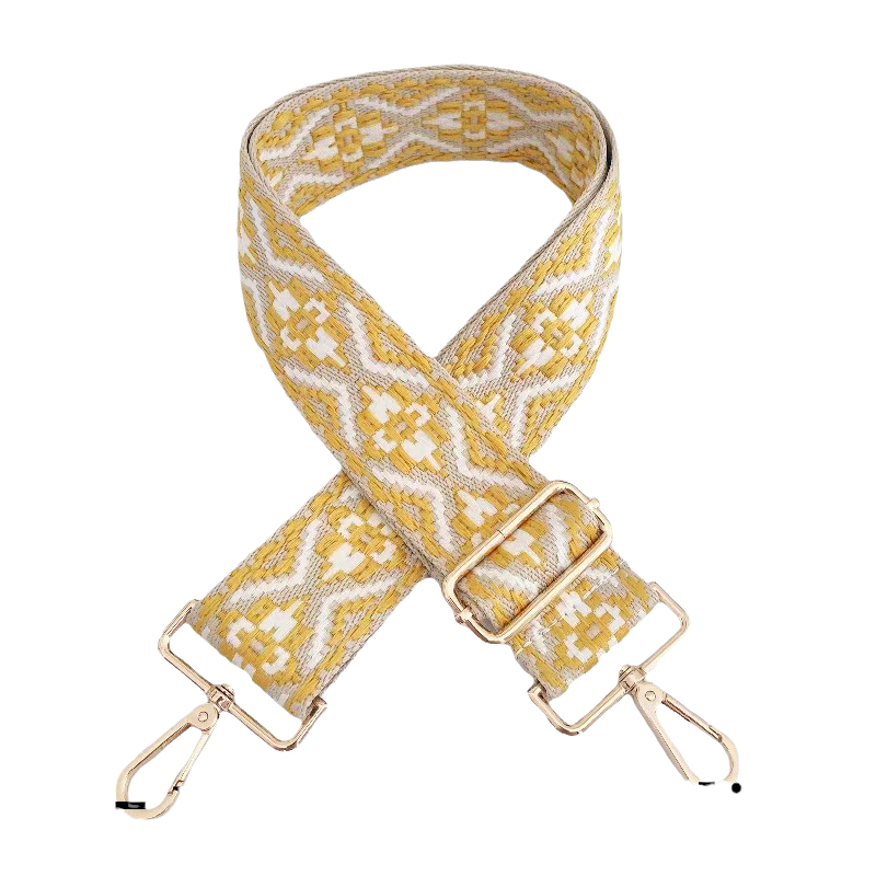 Yellow Medallion Bag Strap - Gold Hardware