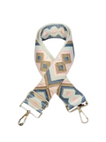 Light Pink & Gray Boho Bag Strap - Gold Hardware