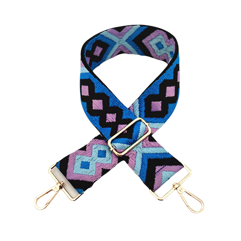 Blue & Purple Bag Strap - Gold Hardware