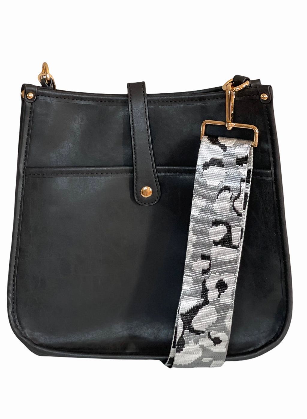 Vegan Leather Crossbody Bag (BLACK) - Pick Your Strap
