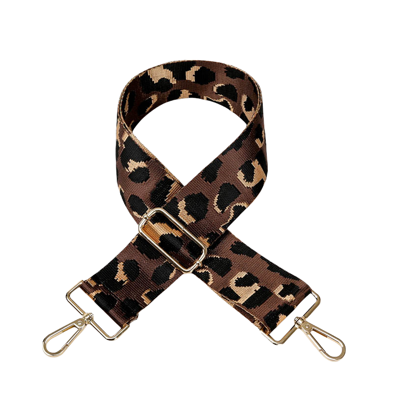 Brown Leopard Bag Strap - Gold Hardware