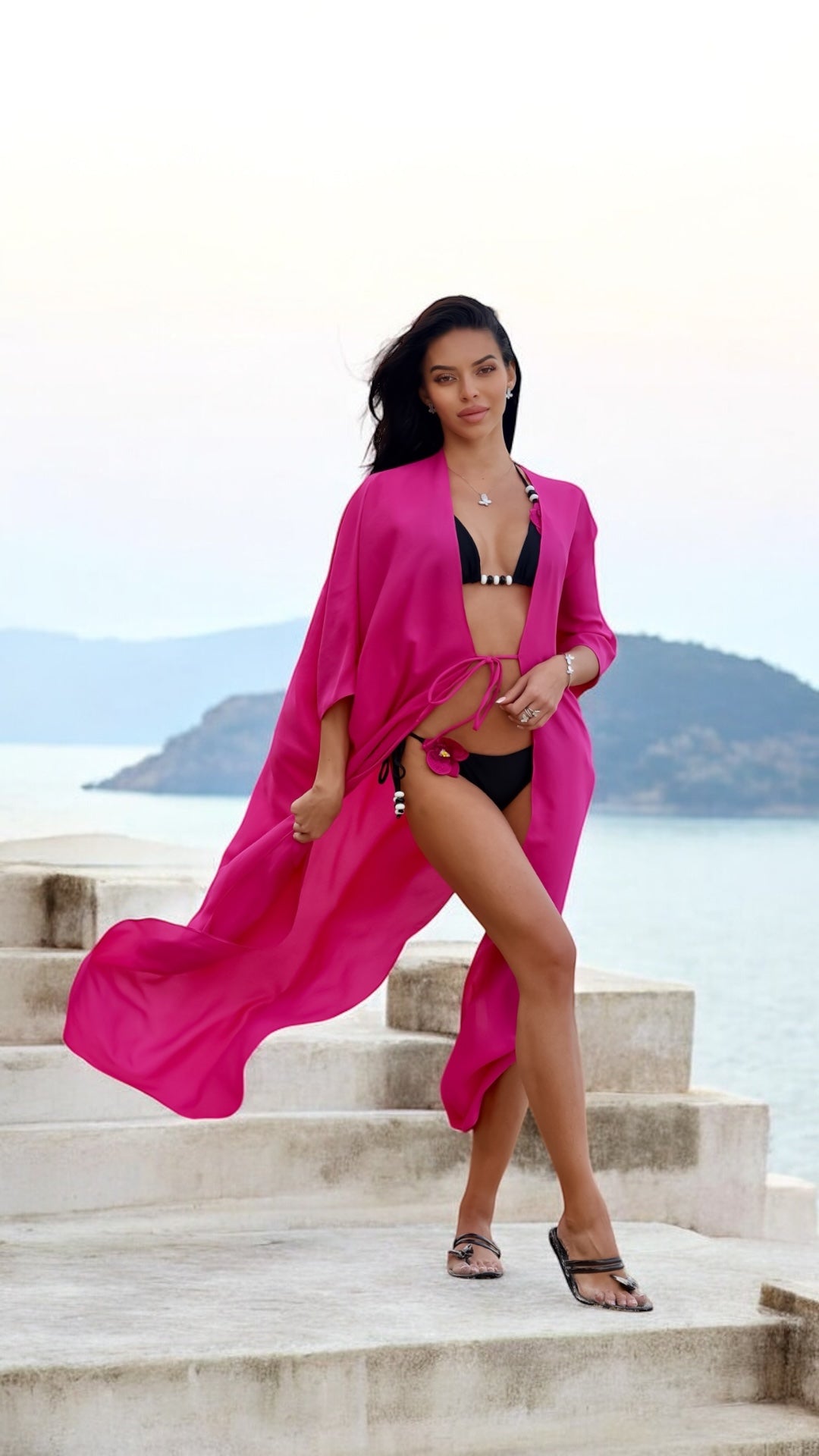 Key West cover up Tunic (long) 100 % Silk Chiffon
