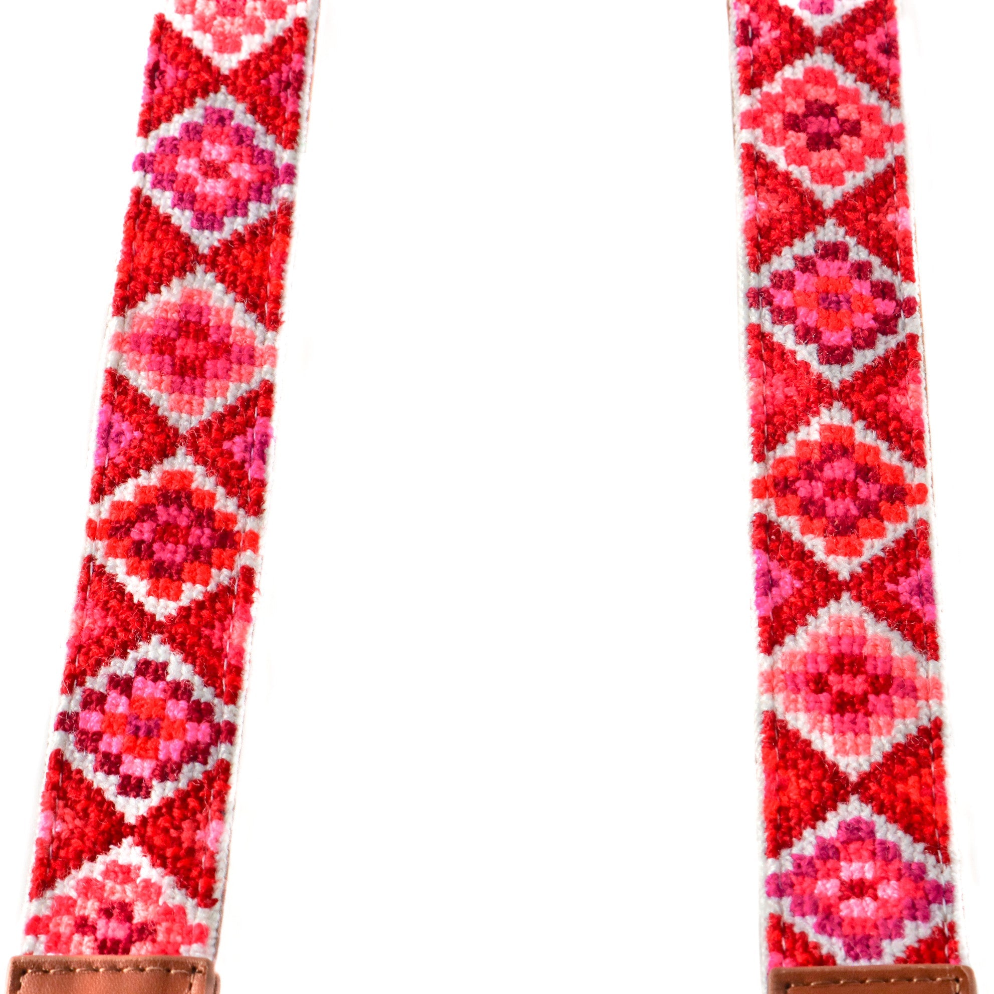 Mai Woven Bag Strap - Poppy with Leather