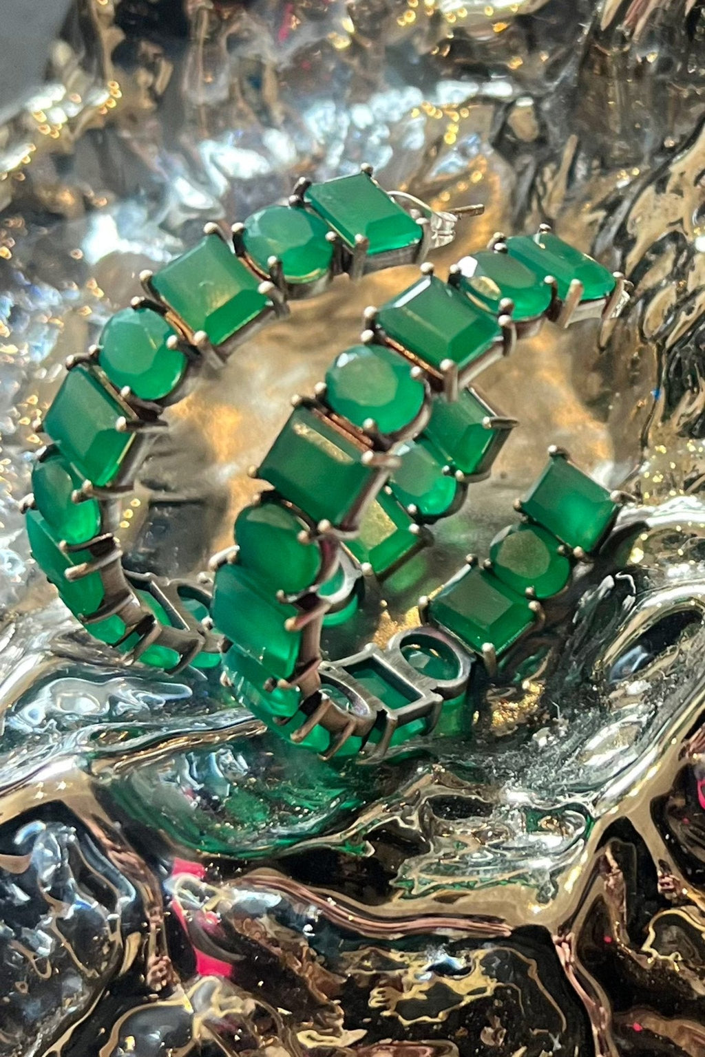 Quarry Hoops in Green Onyx (Silver) SHIPS IN FEBRUARY