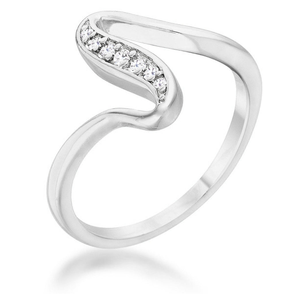Avera Sheryl 0.07ct CZ 14k Gold Simple Wave Ring