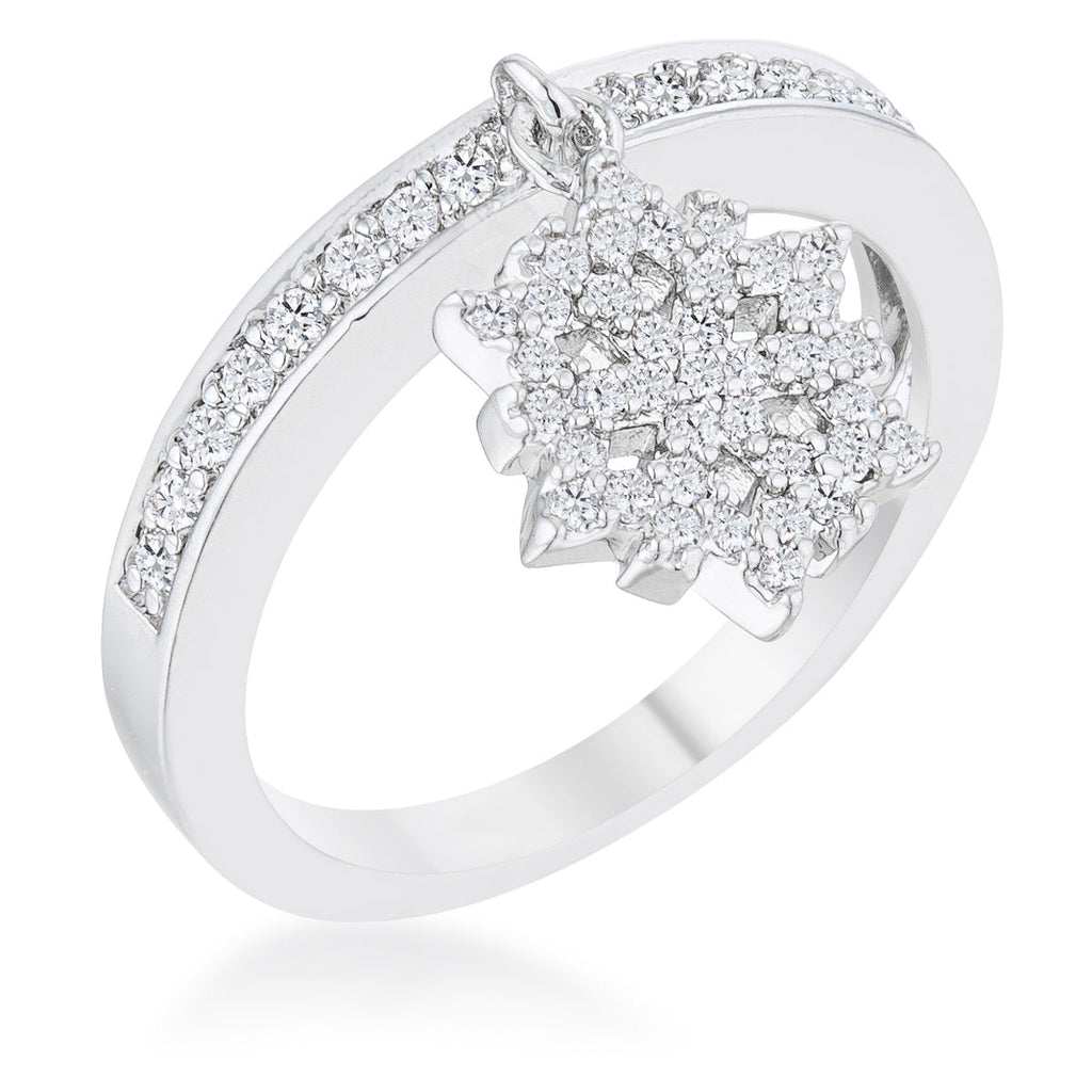 Avera Snowflake 0.35ct Cz Simple Holiday Charm Band Ring