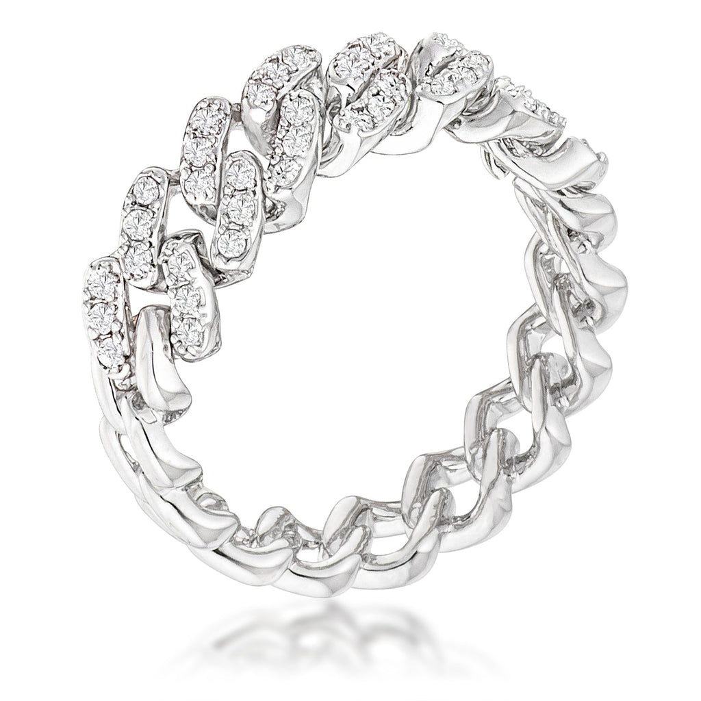 Avera Cz Round Cut Flexible Chain Ring In Pink
