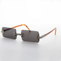 90s Vintage Rectangle Rimless Punk Goth Sunglass - Rebel 1