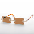 90s Vintage Rare Rectangle Rimless Punk Goth Sunglass - Rebel 2