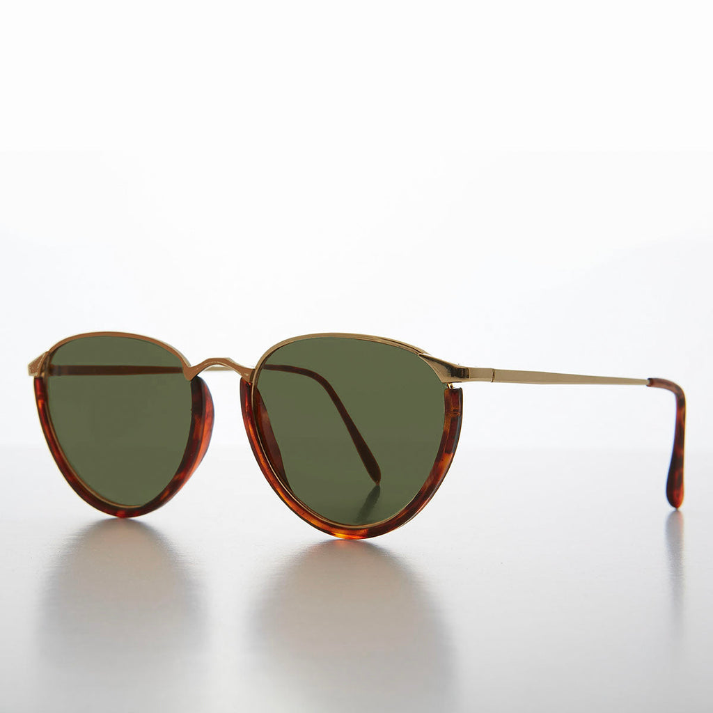Women's Gold Brow Line 80s Vintage Sunglass - Roxie