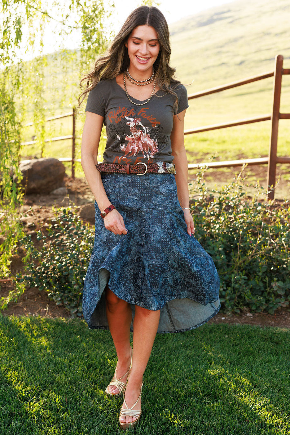 Denim Rose Skirt