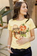 Lucky As A Mother Yellow Tee