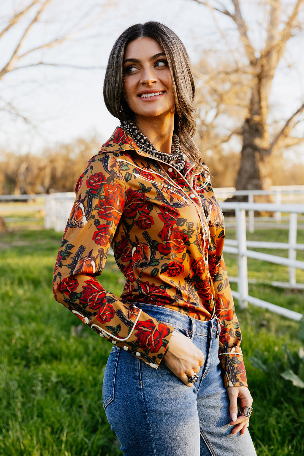 Horses & Horseshoes Button Up