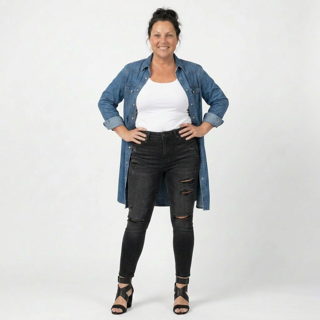 Risen Black Relaxed Skinny Distressed Jeans