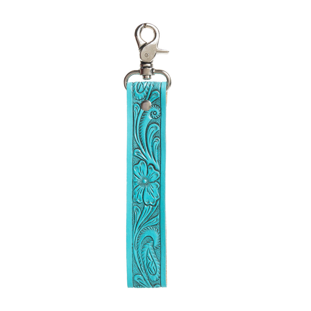 Myra Blooming Meadow Key Fob in turquoise with floral detail for everyday use