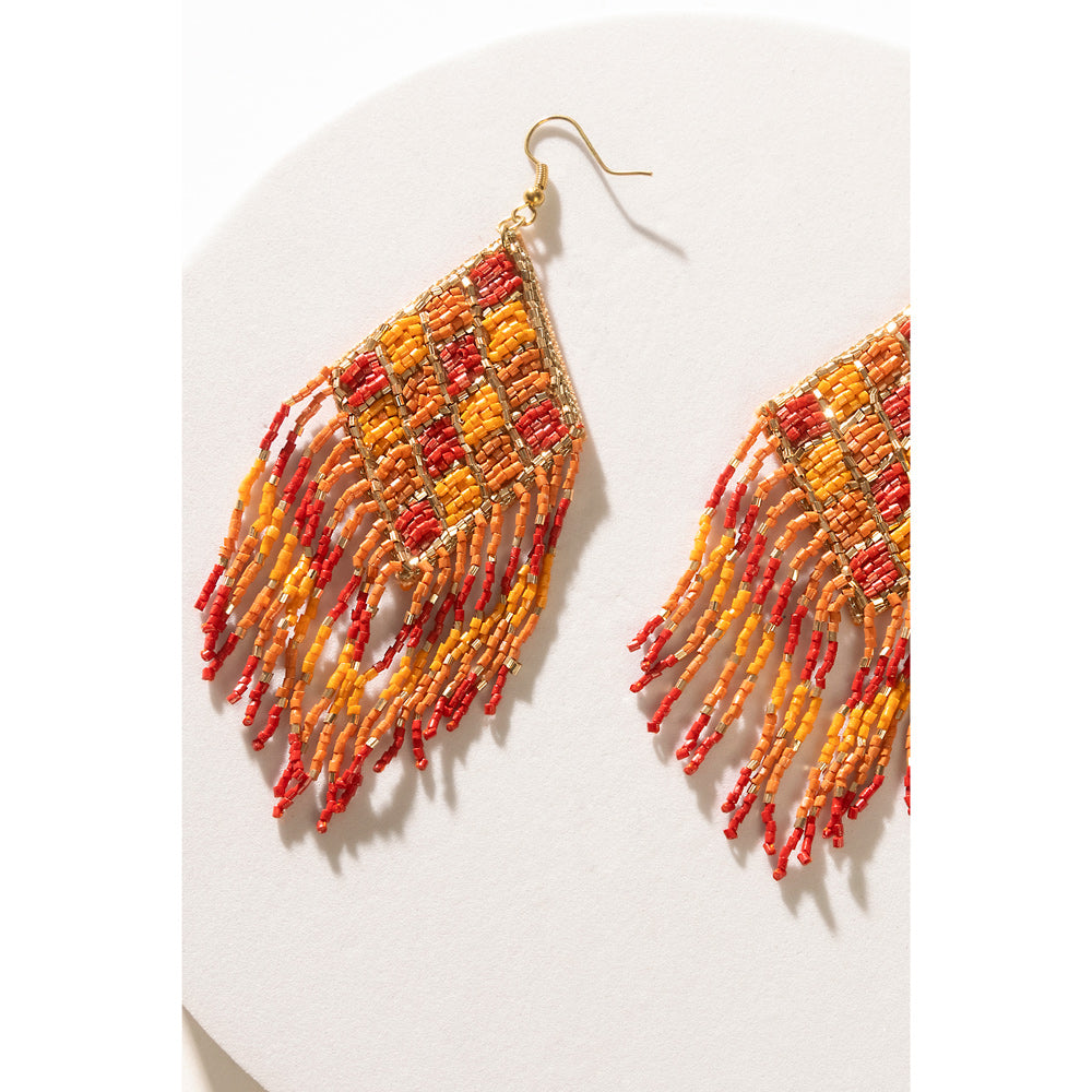 Shield in Flight Beaded Earrings  In Multicolor