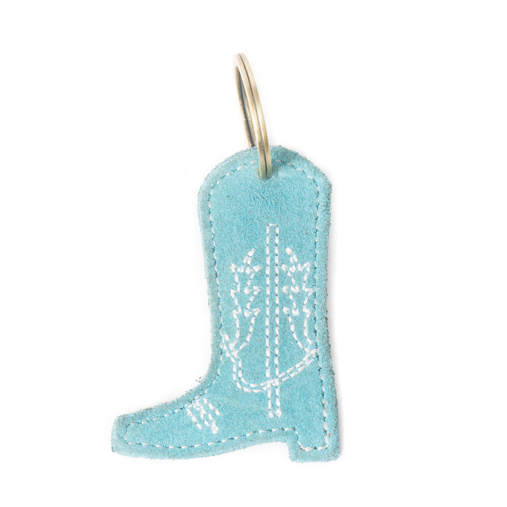 Western Whimsy Leather Key Fob in Bootcut Turquoise