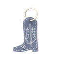 Western Whimsy Leather Key Fob in Bootcut Blue