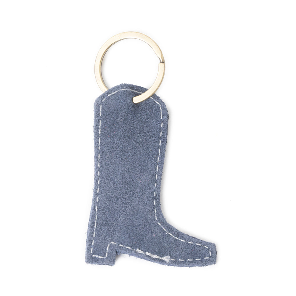 Western Whimsy Leather Key Fob in Bootcut Blue