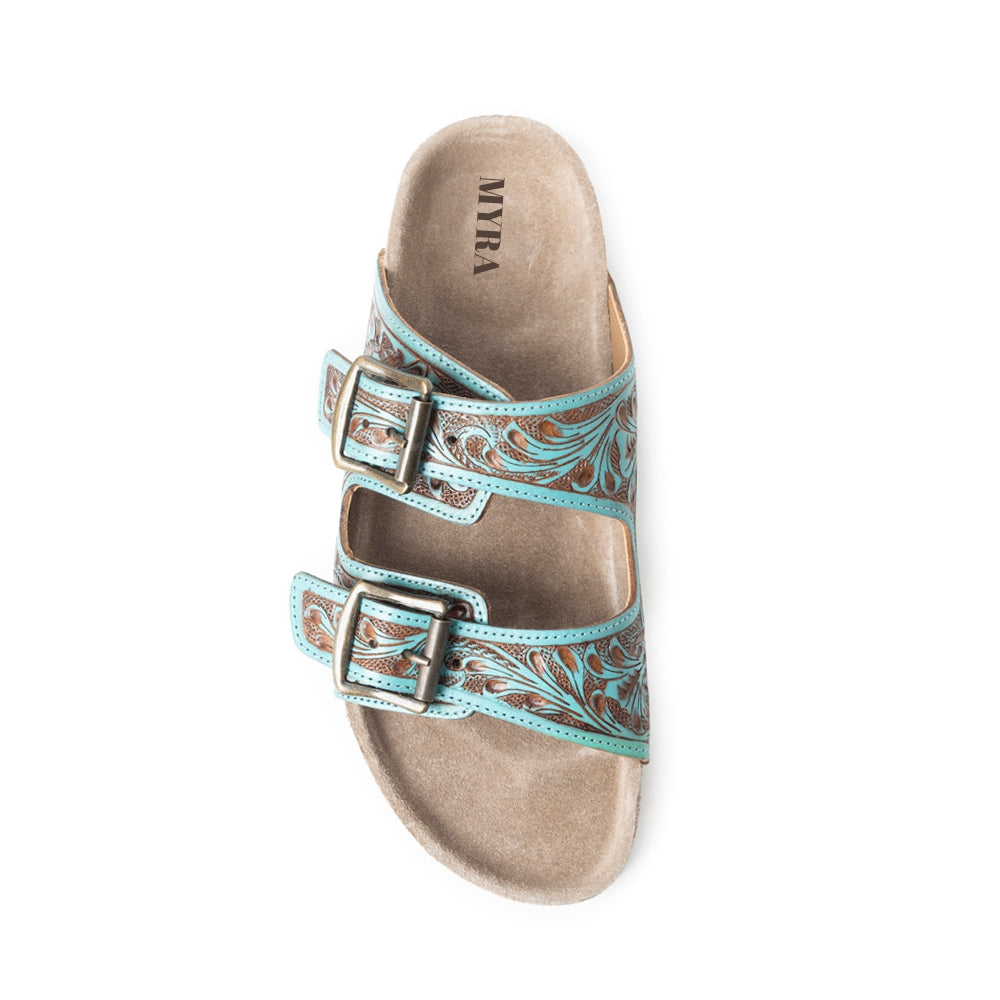 Falling Feather Sandals In Blue and Brown