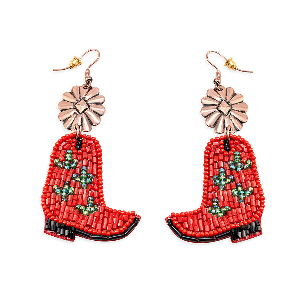 Cactus Rose Boot Earrings