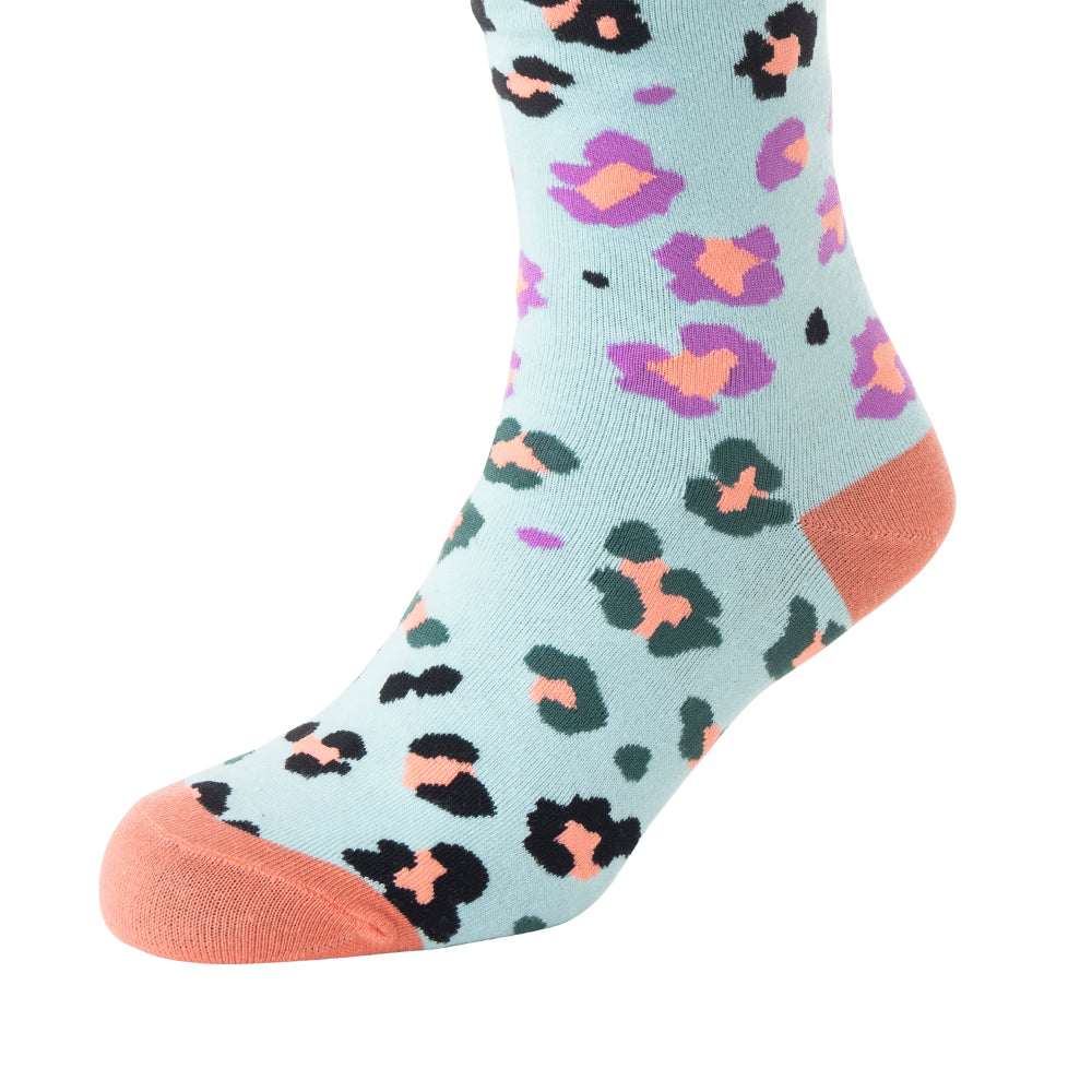 Candy Leopard Lacy Socks In Sky Blue