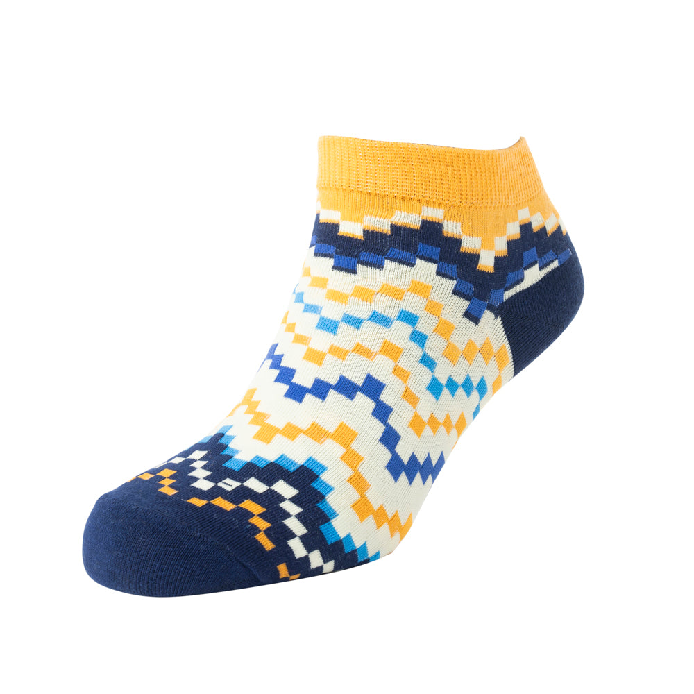Jade Valley PixieAnkle Socks In Blue & Yellow